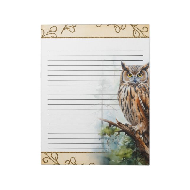 Bloc De Notas Bosque Lechuza Bosques Animales Naturaleza Tema No (Lado Izquierdo)