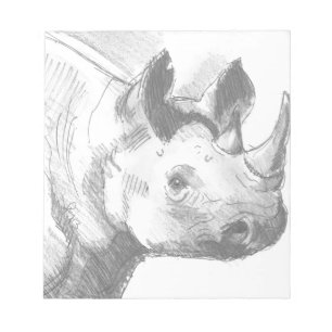 Bloc De Notas Bosquejo del dibujo de lápiz del rinoceronte del
