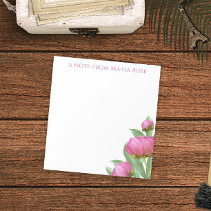 Bloc De Notas Botánica floral Peonies rosados simples Elegantes