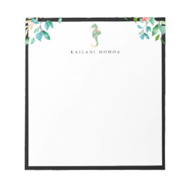 Bloc De Notas Botánico Floral Caballito de Mar Marco Negro