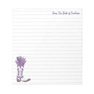 Bloc De Notas Bote de Cowboy de Lavanda Personalizada