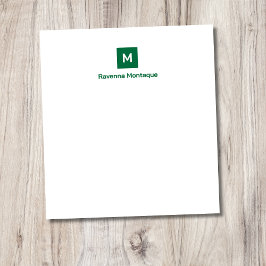 Bloc De Notas Bottle Green Modern Chic Trendy Monogram Name