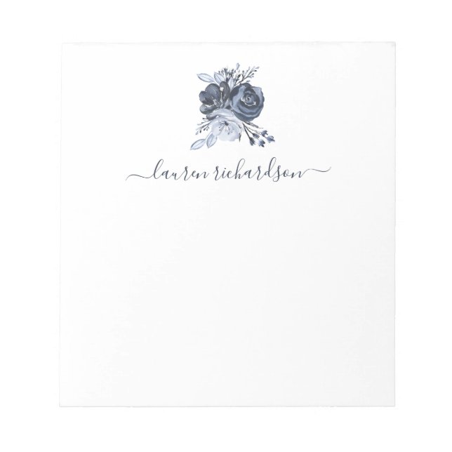 Bloc De Notas Bouquet azul | Floral acuarela (Frente)