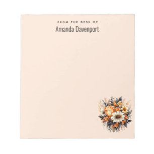Bloc De Notas Bouquet de flores grises amarillas naranjas
