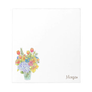 Bloc De Notas Bouquet floral de acuarela y tinta colorida