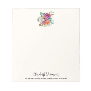 Bloc De Notas Bouquet floral rosa, Naranja y rosas blancas