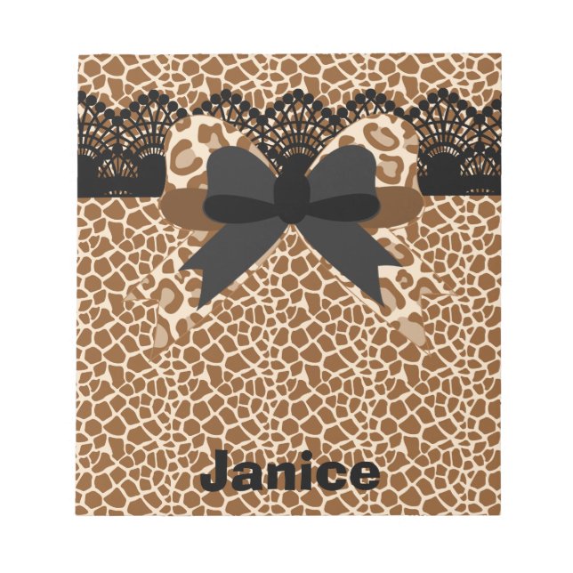 Bloc De Notas Bow Pequeño Notepad de leopardo marrón (Frente)