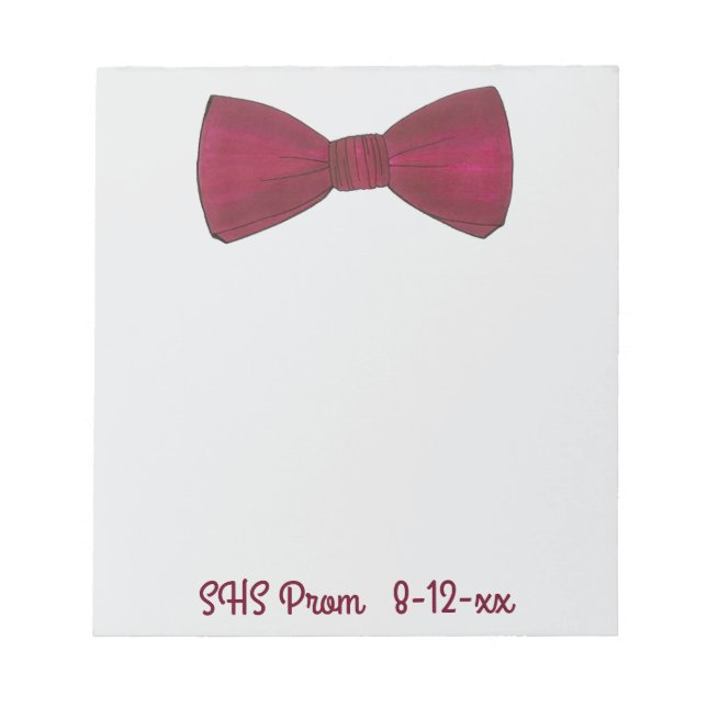 Bloc De Notas Bow Tie Bowtie Prom Boda Personalizado Notepad (Frente)