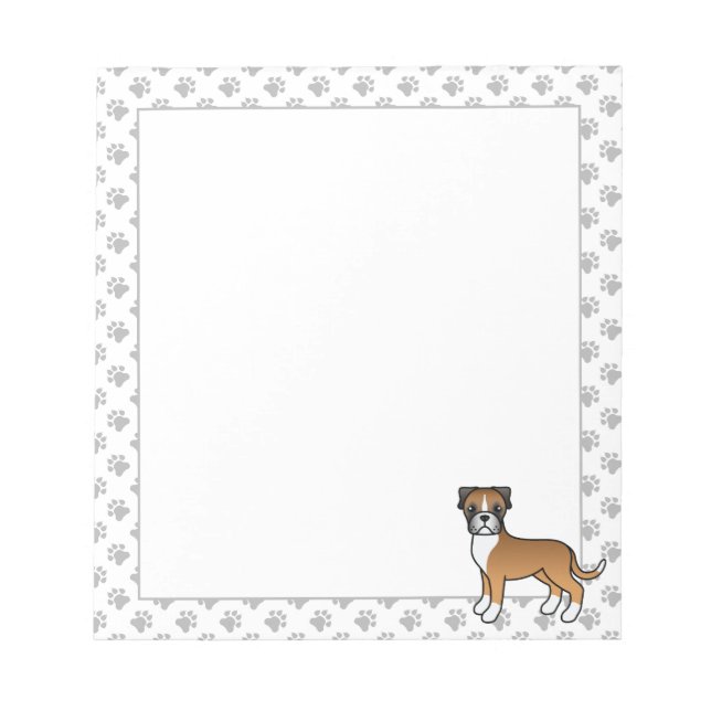 Bloc De Notas Bóxer cervato perro de dibujos animados lindo (Frente)