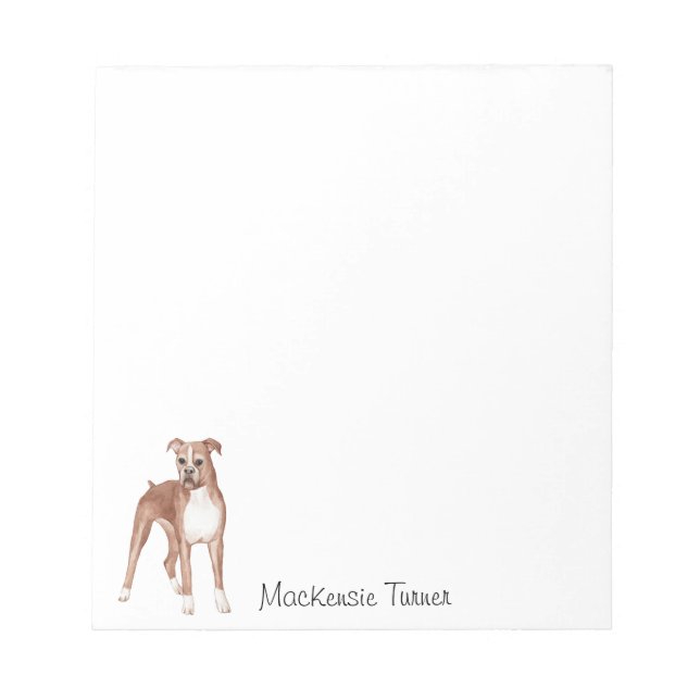Bloc De Notas Boxer Dog Notepad | PERSONALIZADO | Acuarela | Scr (Frente)