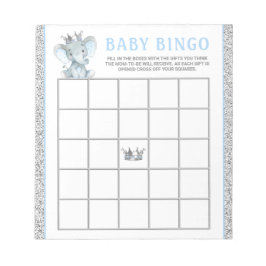 Bloc De Notas Boy Elephant Baby Shower Bingo Game Cards