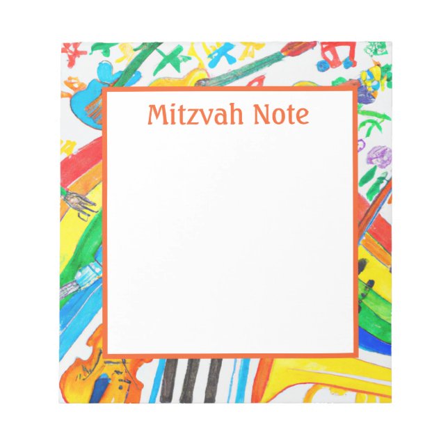 Bloc De Notas Boys Mitzvah Chicas de música arcoiris Notepad (Frente)