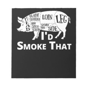 Bloc De Notas BQ Id. de cerdo asador de barbacoa Humo que regal