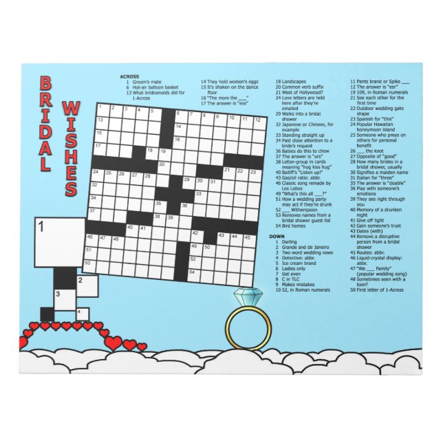 Bloc De Notas Bridal Shower Crossword Game Book (13x13 Grid) (Frente)