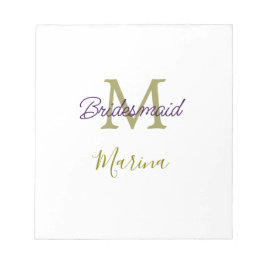 Bloc De Notas Bride tribe monogram bridal shower simple golden p