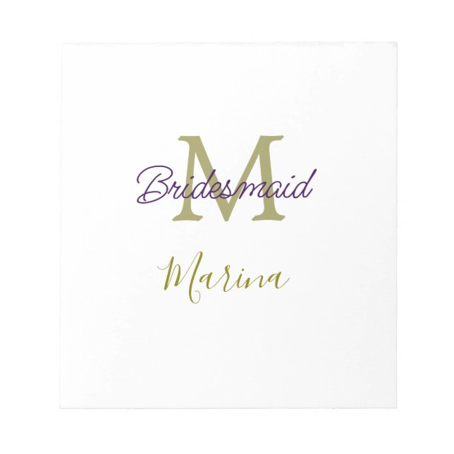 Bloc De Notas Bride tribe monogram bridal shower simple golden p (Frente)