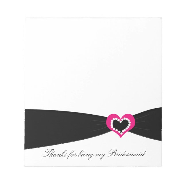 Bloc De Notas Bridesmaid De Cinta Negra Gracias Notepad (Frente)