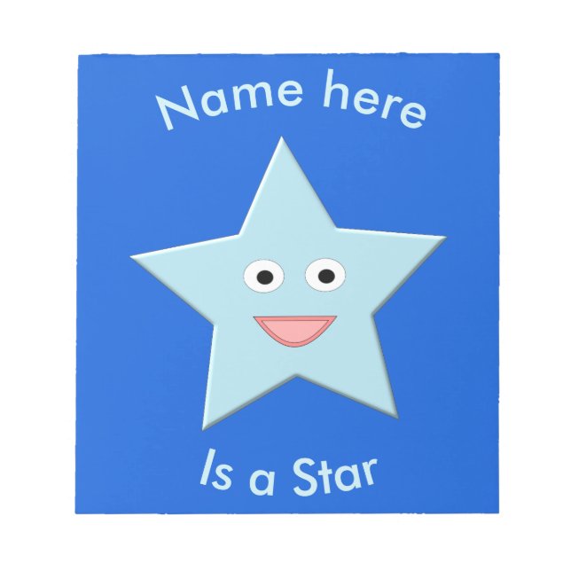 Bloc De Notas Bright Blue Celebration Star Personalizado Notepad (Frente)