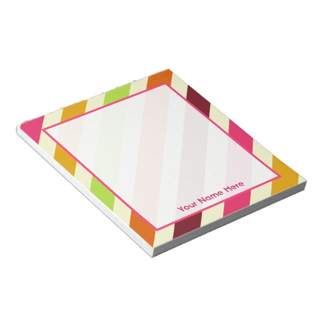 Bloc De Notas Bright Boho Stripes Notepad personalizado (Lado Derecho)