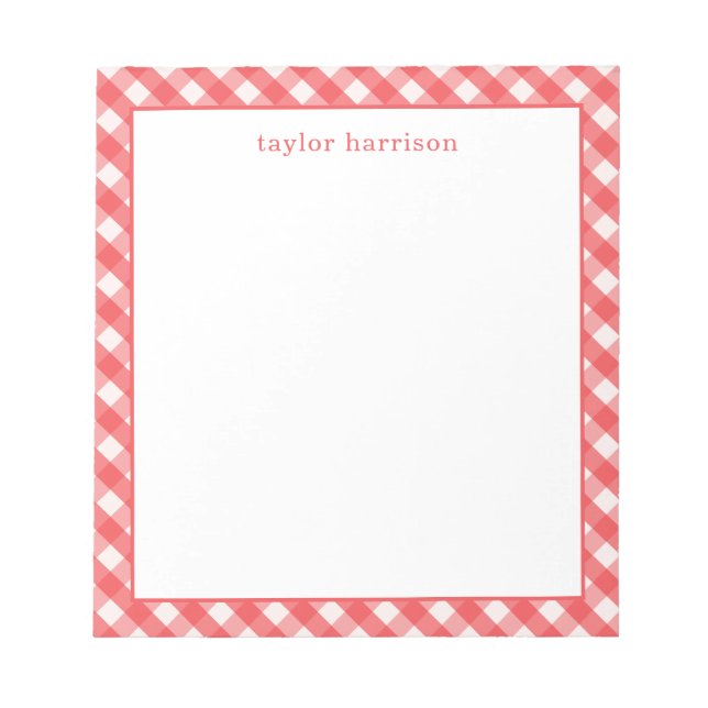 Bloc De Notas Bright Gingham Personalizado (Frente)