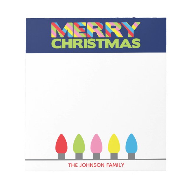 Bloc De Notas Bright Navidades Luces Notepad Personalizado (Frente)