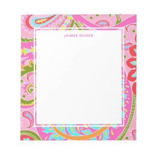 Bloc De Notas Bright Paisley Pink Notepad Personalizado