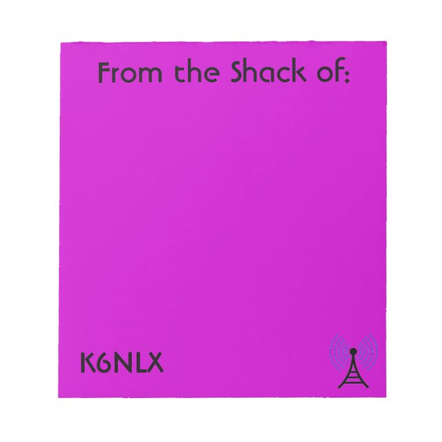 Bloc De Notas Bright Pink Amateur Radio Call Rótulo Notepad (Frente)
