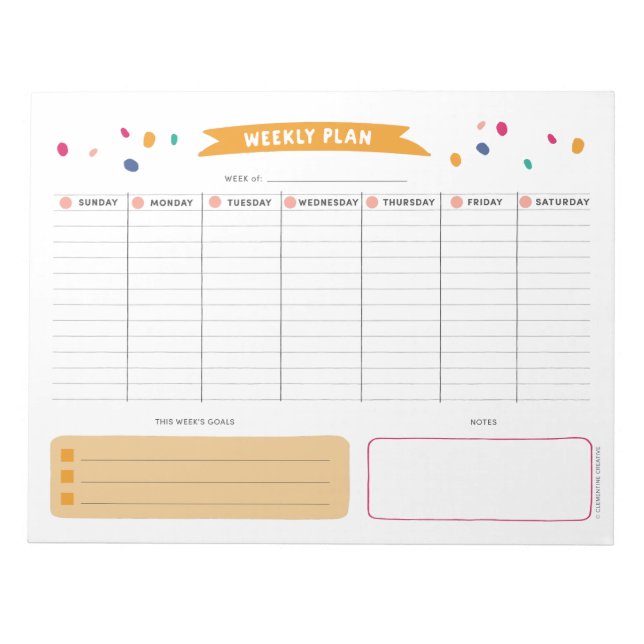 Bloc De Notas Bright Weekly Planner Notepad (Frente)