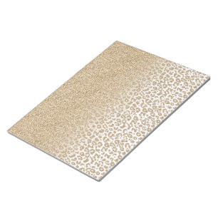 Bloc De Notas Brillante Dorado de Moda y Estampado de Leopardo G