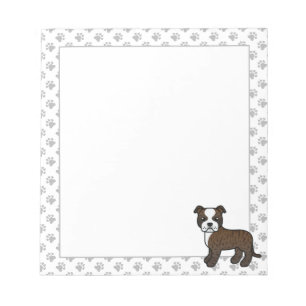 Bloc De Notas Brindle y blanco English Staffie perro de dibujos