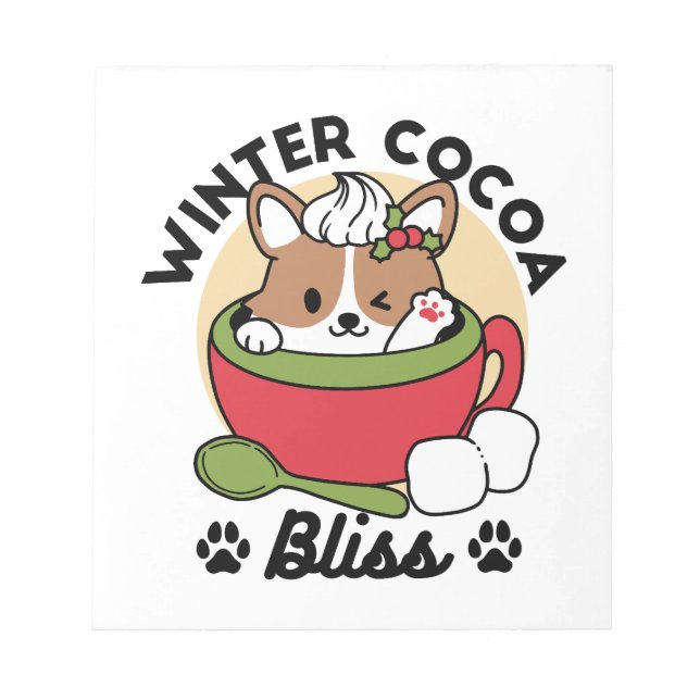 Bloc De Notas Bromas de cacao en invierno - Perro lindo en diseñ (Frente)