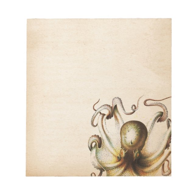 Bloc De Notas Bronce Octopus Sepia Steampunk Travel (Frente)