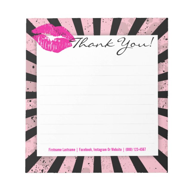 Bloc De Notas Brote negro y rosa con pinzas rosadas Personalizad (Frente)