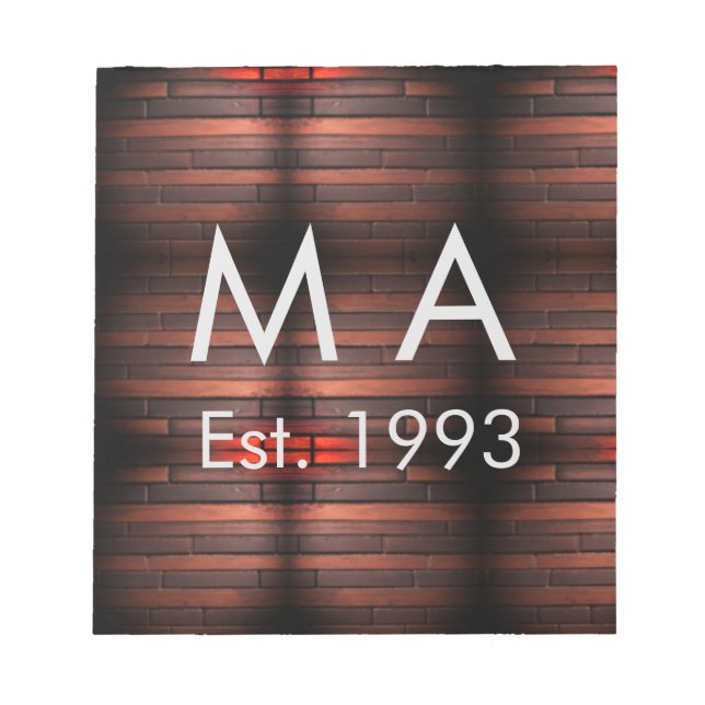 Bloc De Notas Brown rustic brick stone add name letter year date (Frente)