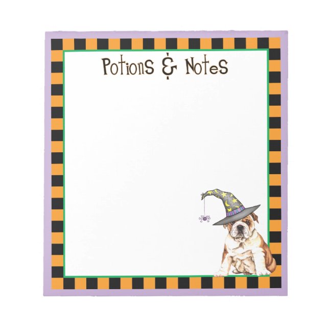 Bloc De Notas Bruja de bulldog (Frente)