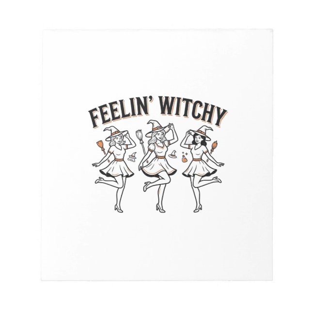 Bloc De Notas Brujas Retro de Halloween Sintiéndose Brujas (Frente)