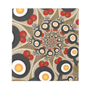 Bloc De Notas Brunch Fractal Art Comida divertida, Tomates, Huev