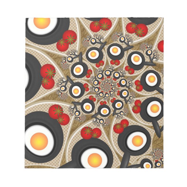 Bloc De Notas Brunch Fractal Art Comida divertida, Tomates, Huev (Frente)