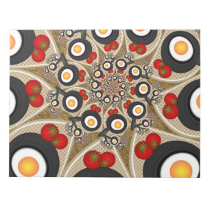 Bloc De Notas Brunch Fractal Art Comida divertida, Tomates, Huev