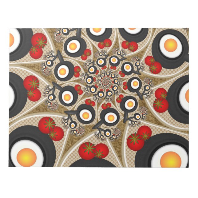 Bloc De Notas Brunch Fractal Art Comida divertida, Tomates, Huev (Frente)