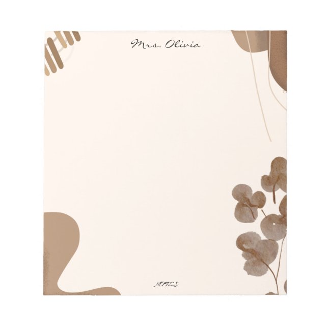 Bloc De Notas Brush Floral Teacher Notepad (Frente)