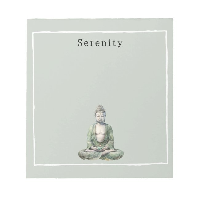 Bloc De Notas Buda Meditación Personalizado Verde Oliva  (Frente)