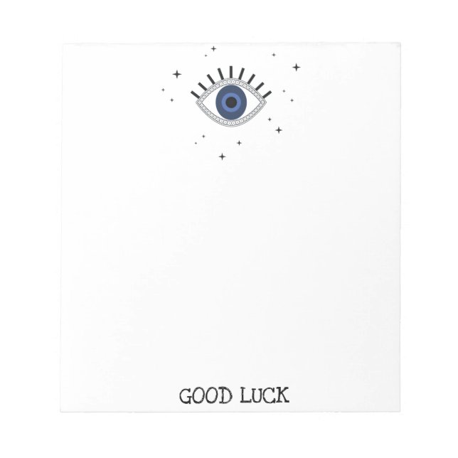 Bloc De Notas Buena suerte Ojo azul talisman ojo malo griego (Frente)