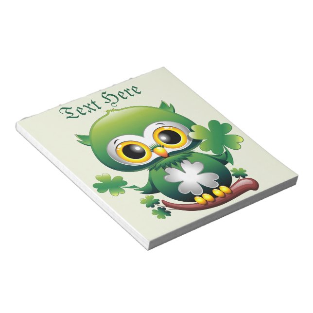 Bloc De Notas Búho Bebé Lindo St Patrick Dibujo Animado (Lado Derecho)