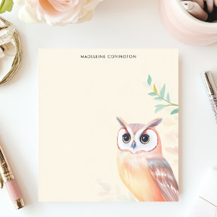 Bloc De Notas Búho Pastel Lindo Minimalista Nombre Personalizado