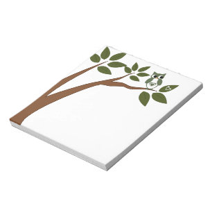 Bloc De Notas Búho verde del amor en árbol