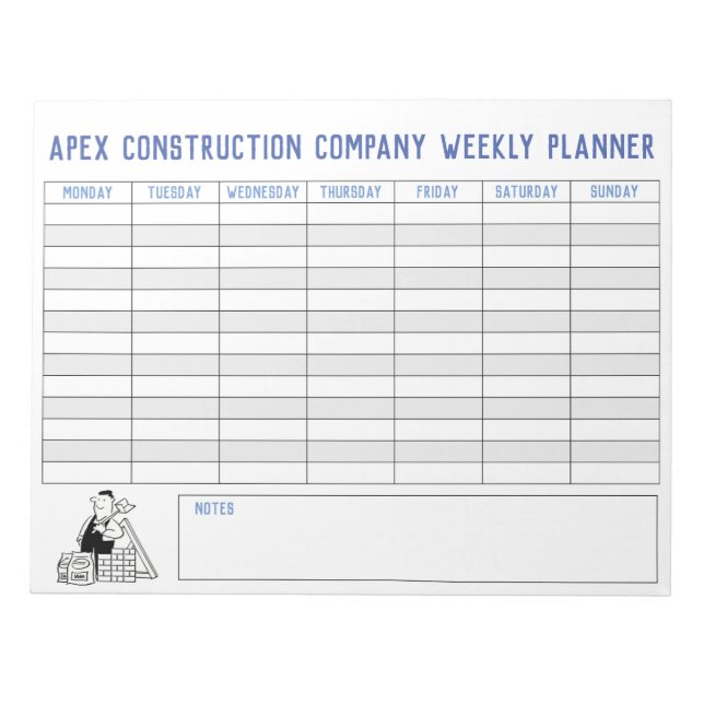 Bloc De Notas Builder Weekly Planner con Título para Personaliza (Frente)