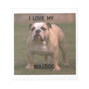 Bloc De Notas bulldog afeitado y amor blanco con foto
