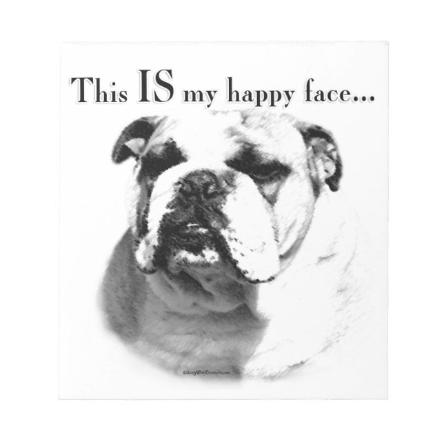 Bloc De Notas Bulldog Feliz Cara (Frente)