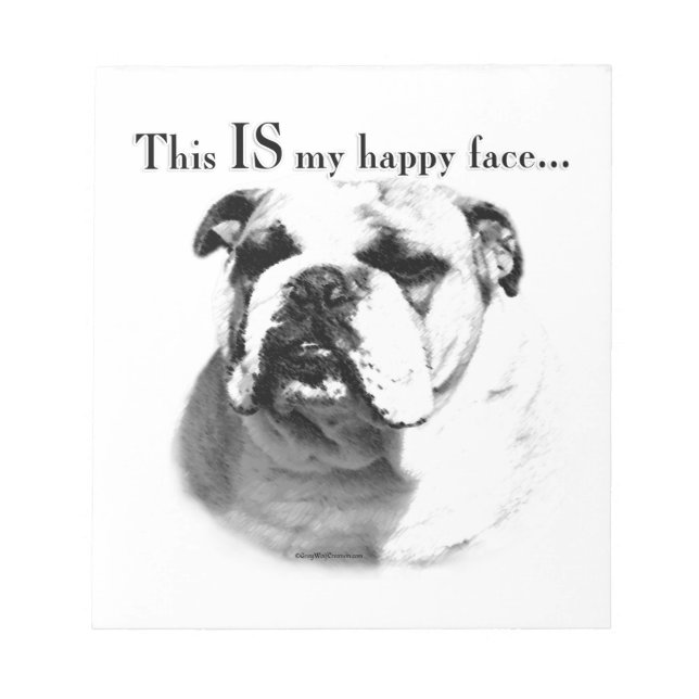 Bloc De Notas Bulldog Feliz Cara (Frente)